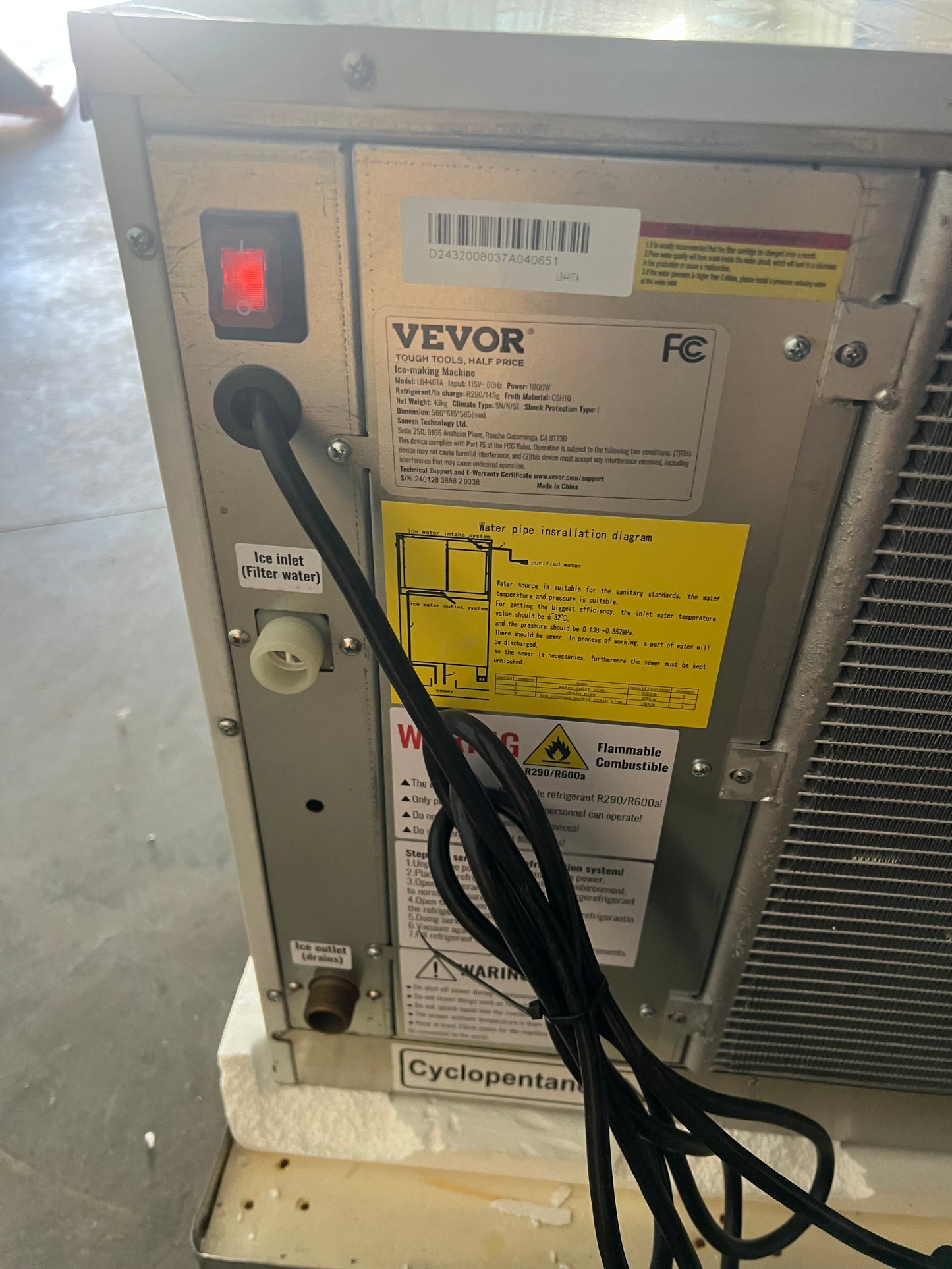 Vevor Commercial Ice Maker Machine – 450 lbs/Day, 22” Stainless Steel, Modular Head (Light Scratches & Dents)