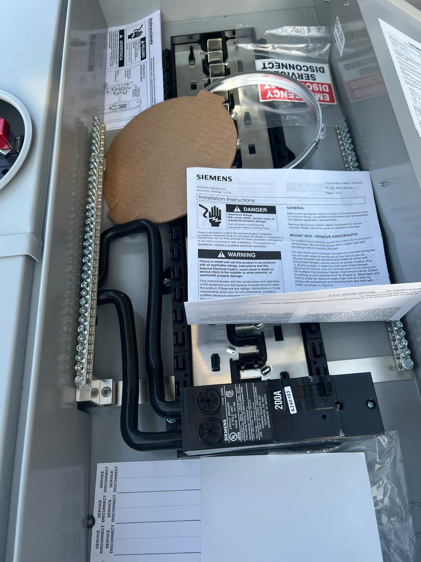 Siemens 200A/400A Combination Meter Socket Load Center – Rainproof, Ringless Type 3R