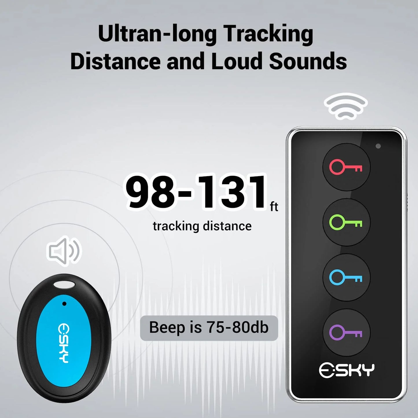 Key Finder, Wireless RF Item Locator Item Tracker Support Remote Control,1 RF Transmitter and 4 Receivers