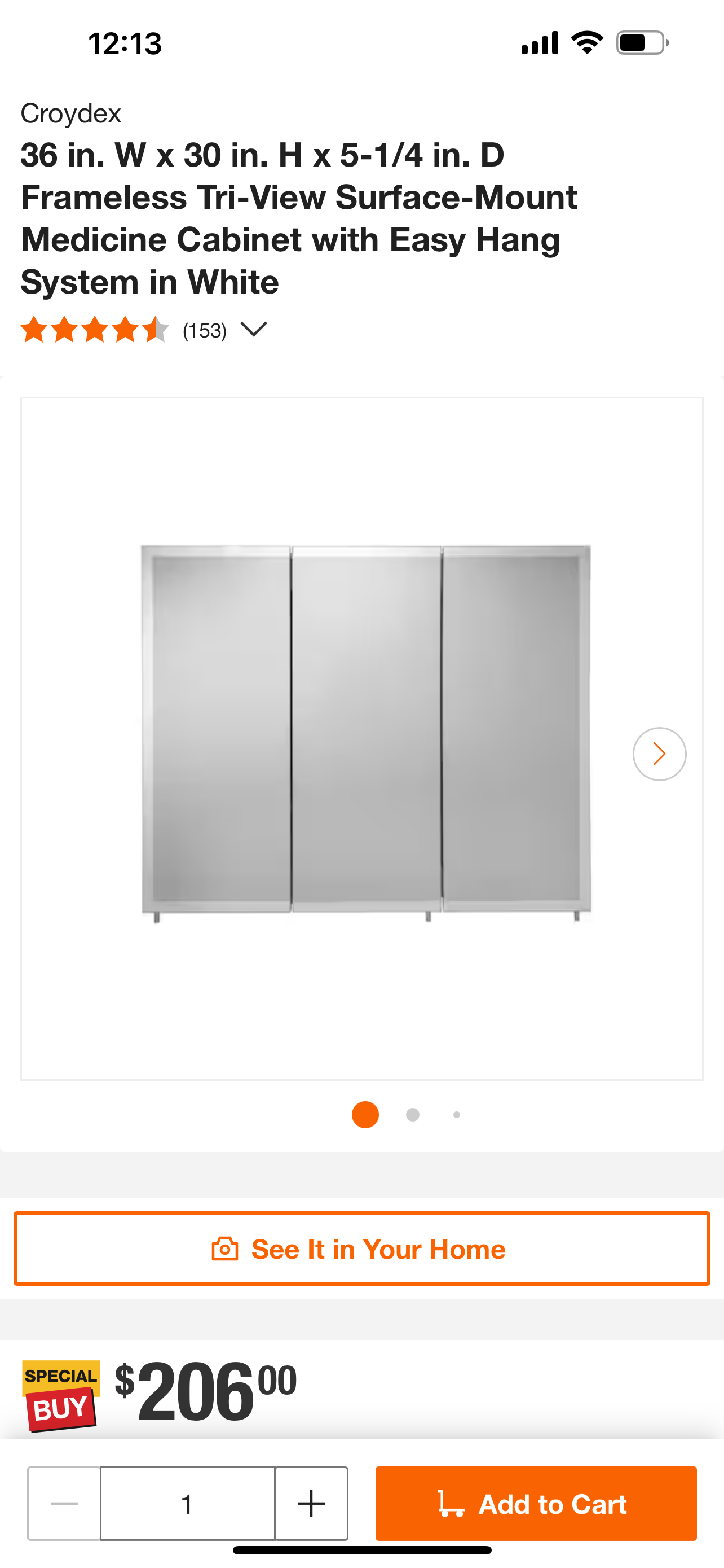 Croydec 36x30 Tri-View Medicine Cabinet