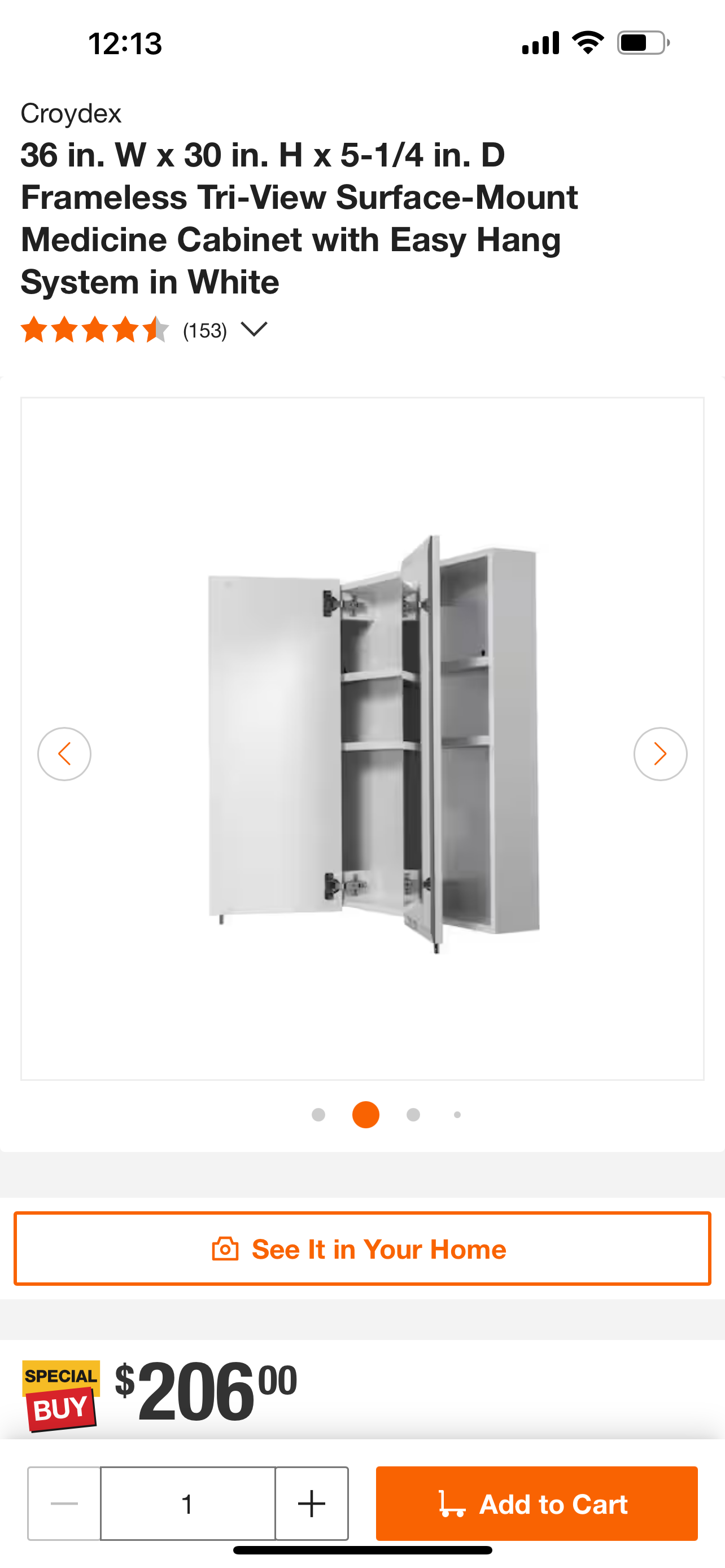 Croydec 36x30 Tri-View Medicine Cabinet