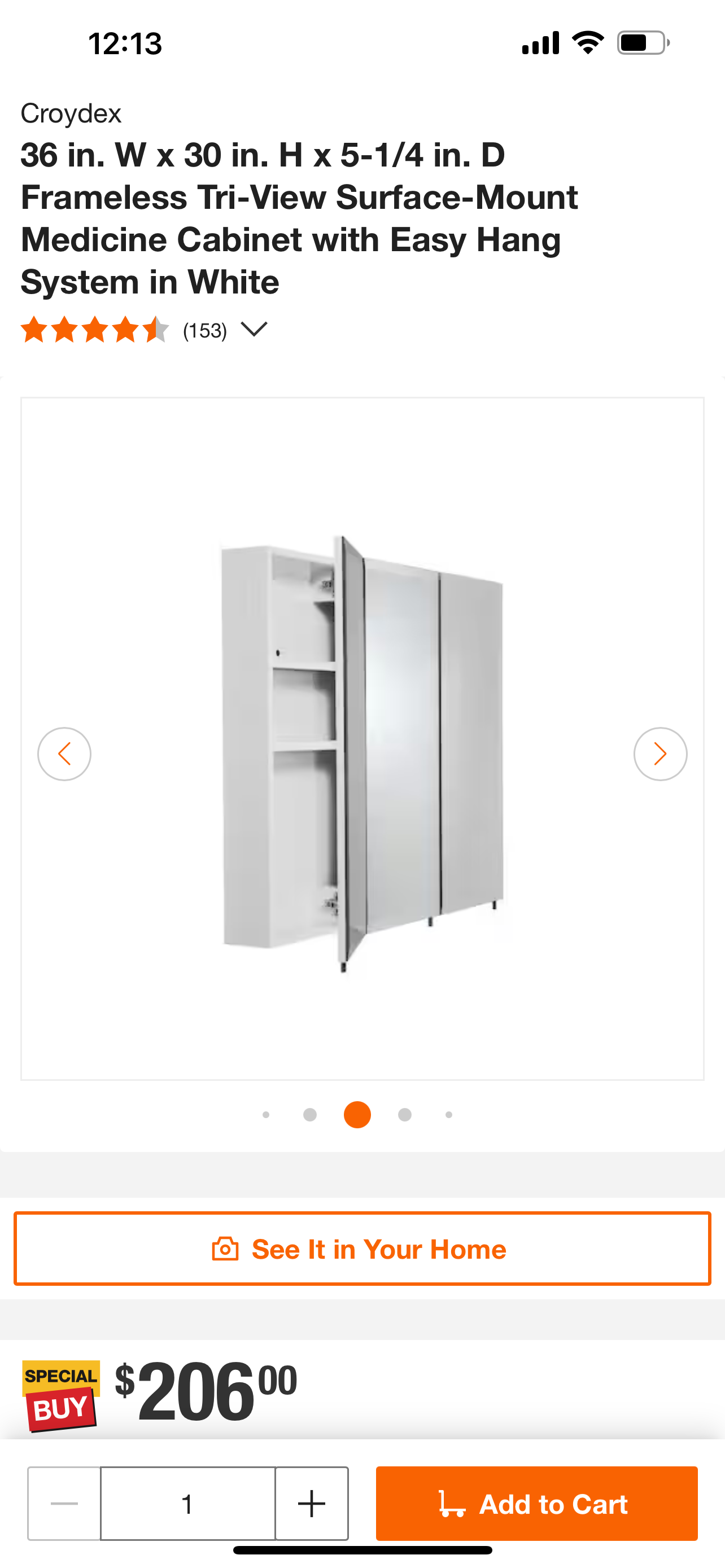 Croydec 36x30 Tri-View Medicine Cabinet