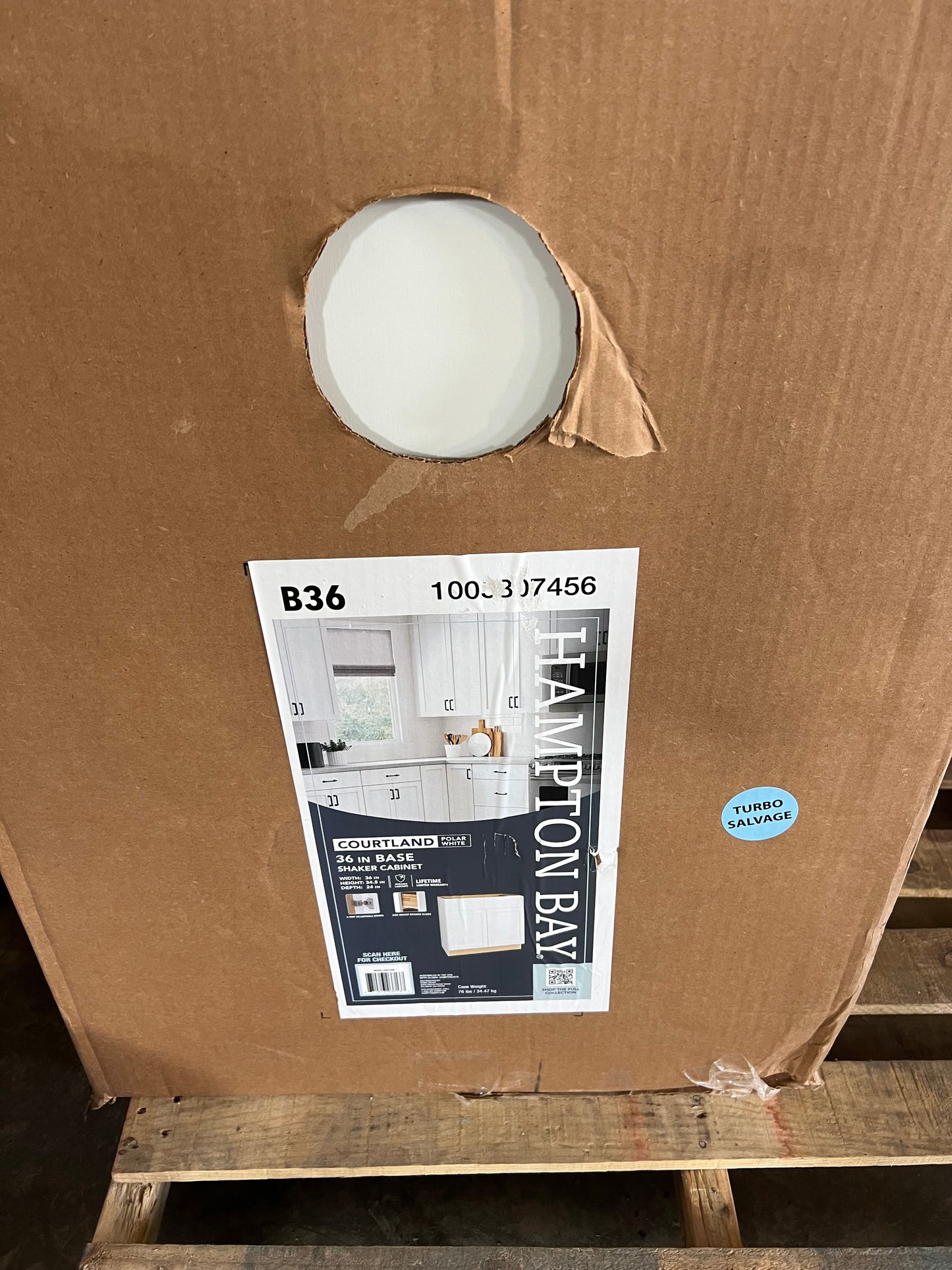 Hampton Bay Courtland 36” Base Shaker Cabinet – Polar White