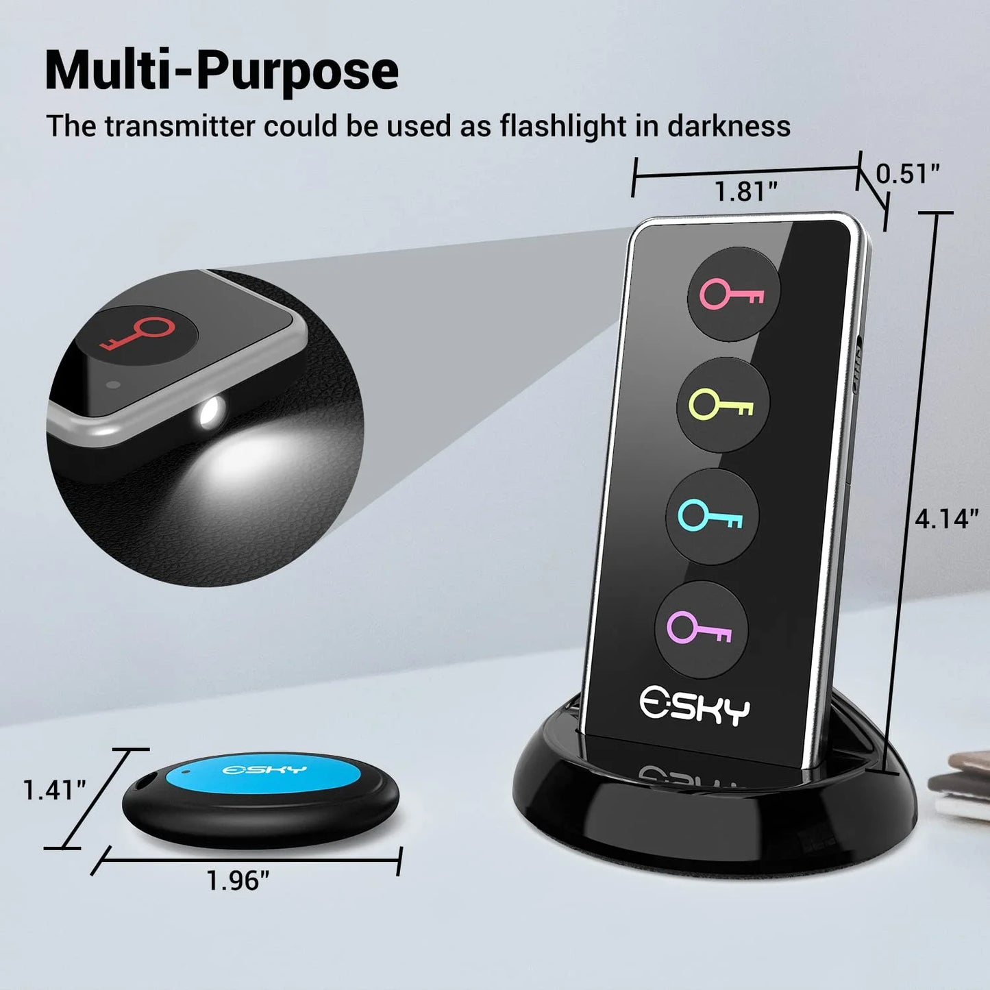 Key Finder, Wireless RF Item Locator Item Tracker Support Remote Control,1 RF Transmitter and 4 Receivers