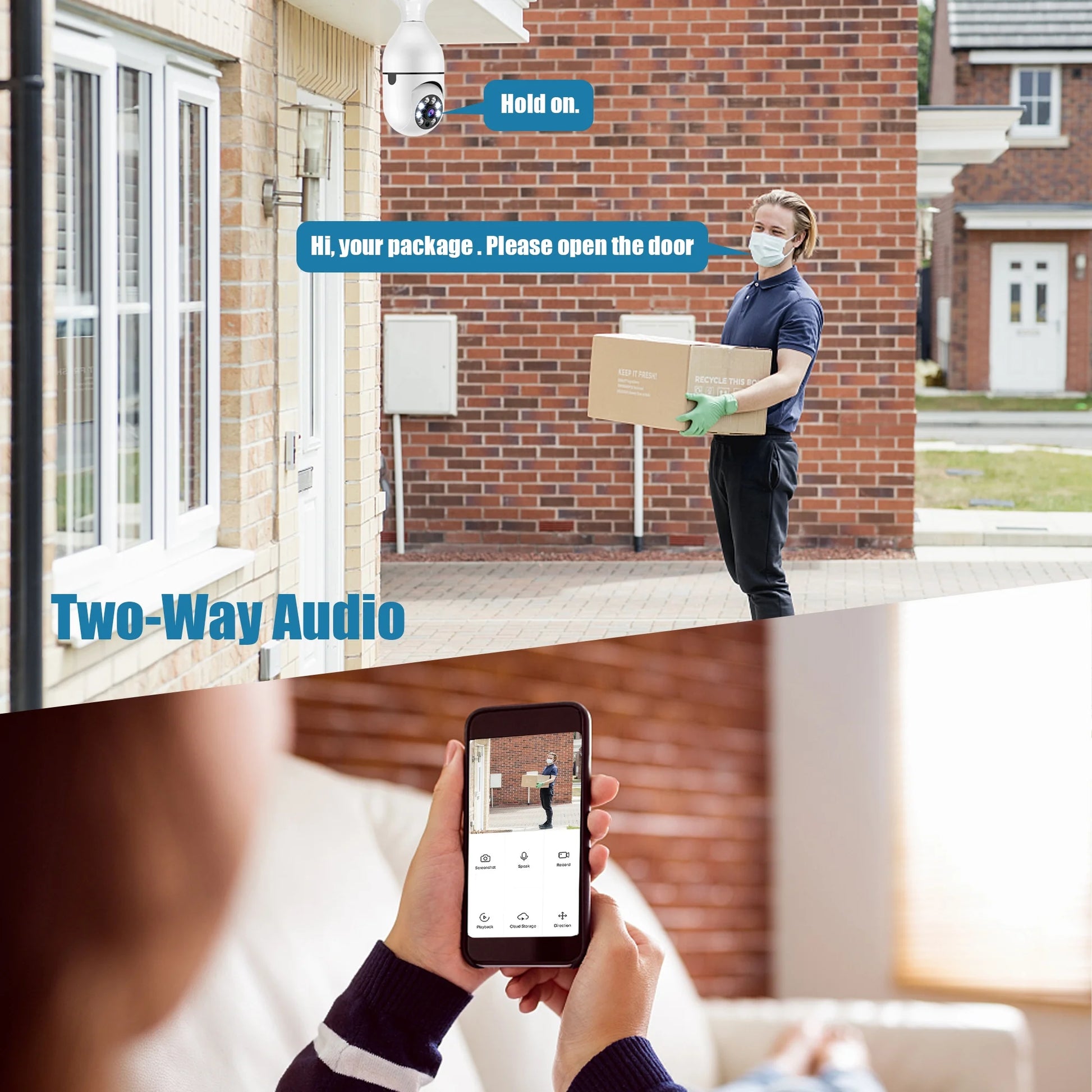 Security Camera Wireless WIFI Light Bulb for Home Outdoor with Night Vision 1080 HD 2 Pack