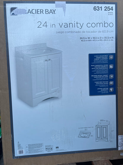 Glacier Bay 24” Vanity Combo – White (Cultured Marble Top)