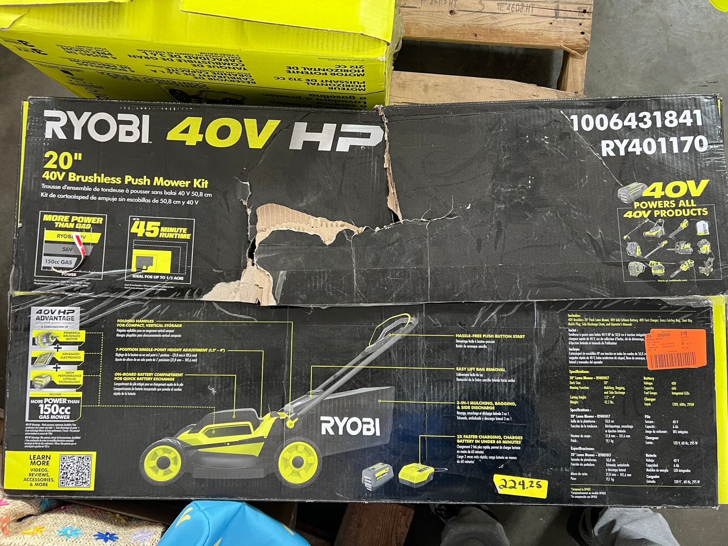 Ryobi 40V HP 20” Brushless Push Mower Kit (RY401170)