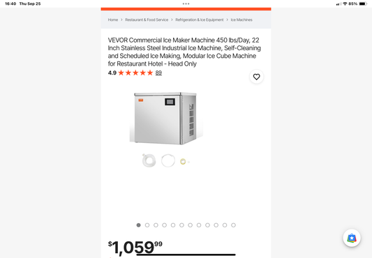Vevor Commercial Ice Maker Machine – 450 lbs/Day, 22” Stainless Steel, Modular Head (Light Scratches & Dents)