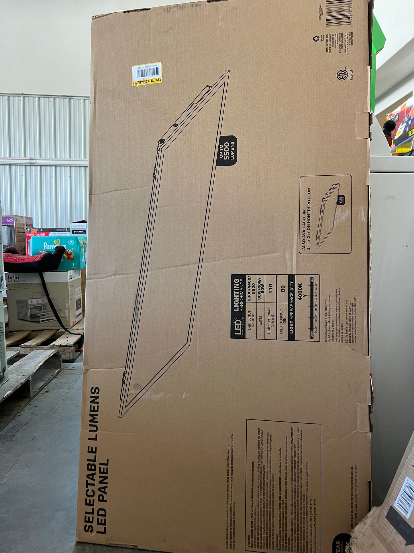 Commercial Electric 2x4 ft. Selectable Lumens LED Panel