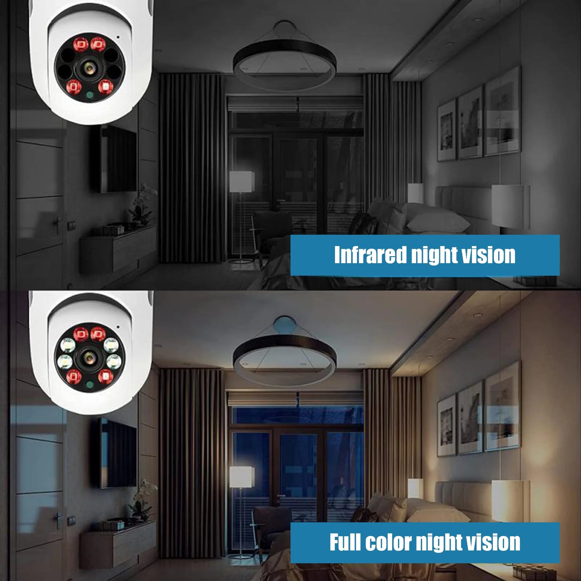 Security Camera Wireless WIFI Light Bulb for Home Outdoor with Night Vision 1080 HD 2 Pack
