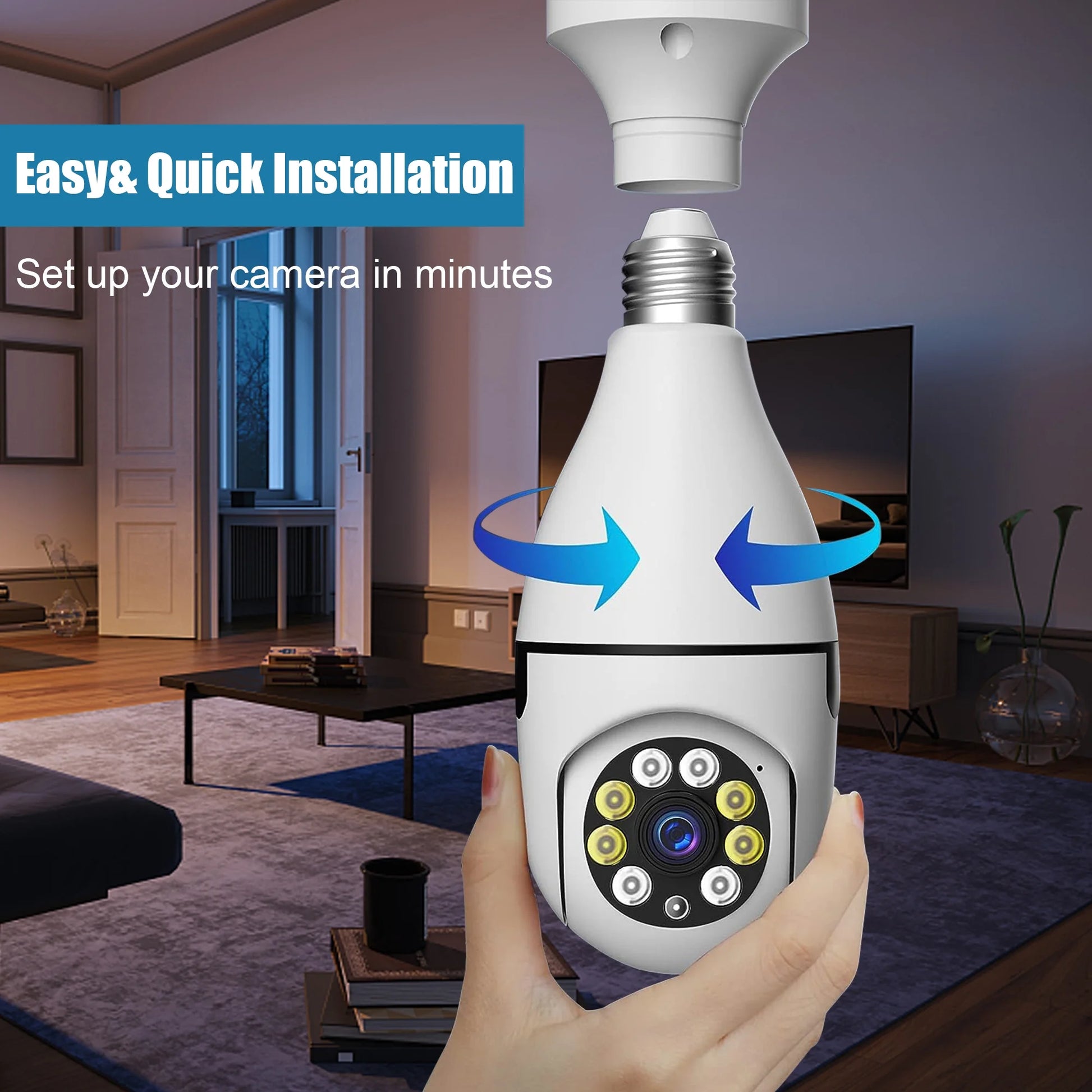 Security Camera Wireless WIFI Light Bulb for Home Outdoor with Night Vision 1080 HD 2 Pack