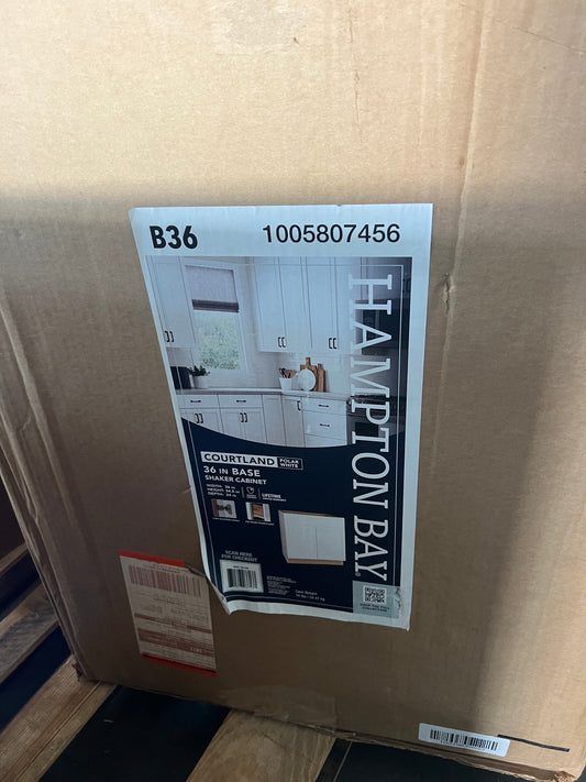 Hampton Bay Courtland 36” Base Shaker Cabinet – Polar White