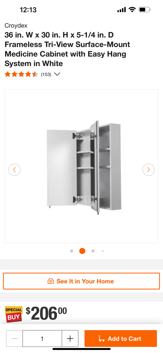 Croydec 36x30 Tri-View Medicine Cabinet