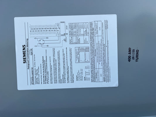 Siemens 200A/400A Combination Meter Socket Load Center – Rainproof, Ringless Type 3R