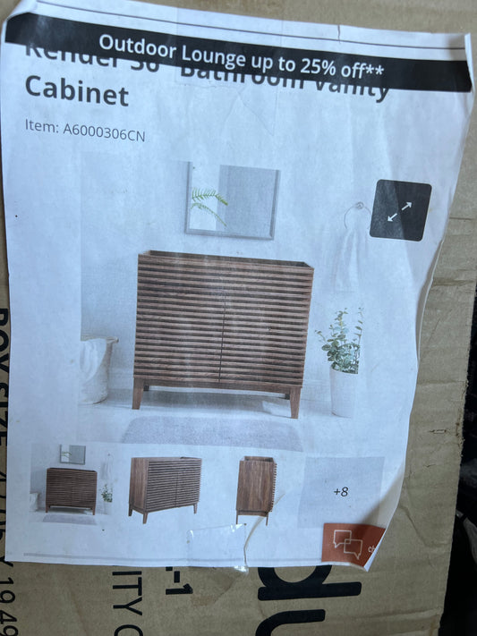 Modway Render 30" Bathroom Vanity Cabinet – Walnut Slat Front