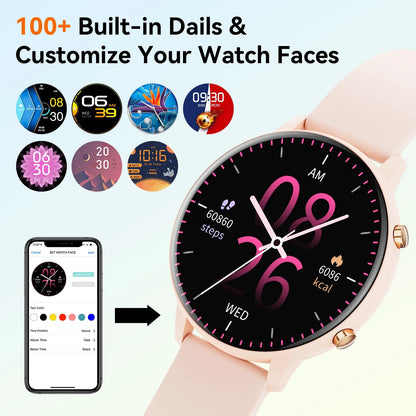 2025 New Women'S Smart Watch 1.39 Inch, with Answer Make Call Message Reminder Function, with Fitness Tracker, for Android Iphone Devices（Pink）