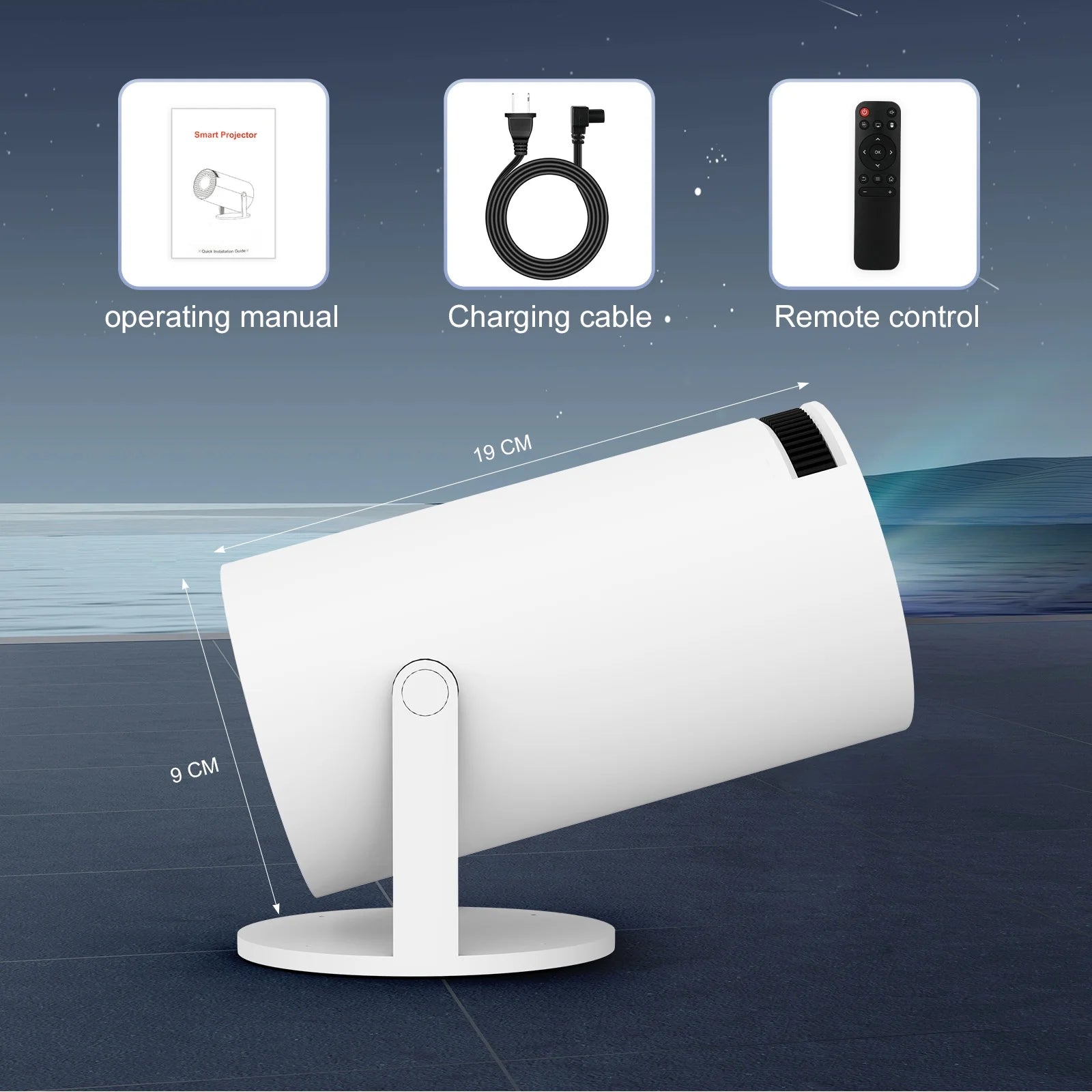 Mini Projector with WIFI 6 and Bluetooth, 4K 1080P Support,Portable 180° Rotatable 130'' Screen Movie Projector Auto Keystone Compatible for Laptop, PC, Smartphone