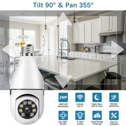 Security Camera Wireless WIFI Light Bulb for Home Outdoor with Night Vision 1080 HD 2 Pack